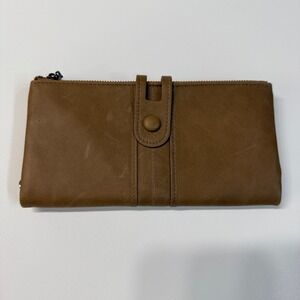 ROULENE Womens Brown Leather Slim Wallet RFID Blocking Card Holder Zip Around